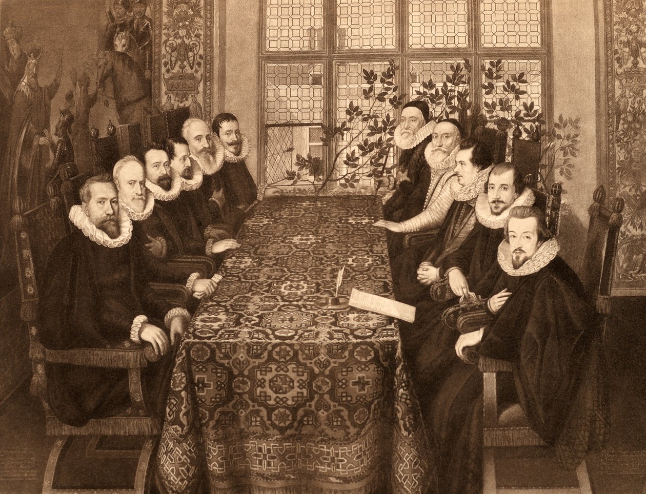 1604. augusztus 18-i konferencia, „I. és VI. Jakab”, nyomtatta Manzi Joyant und Co. Paris, 1904 (kollotípia) alkotó: Marcus Garret Gheeraerts the Younger