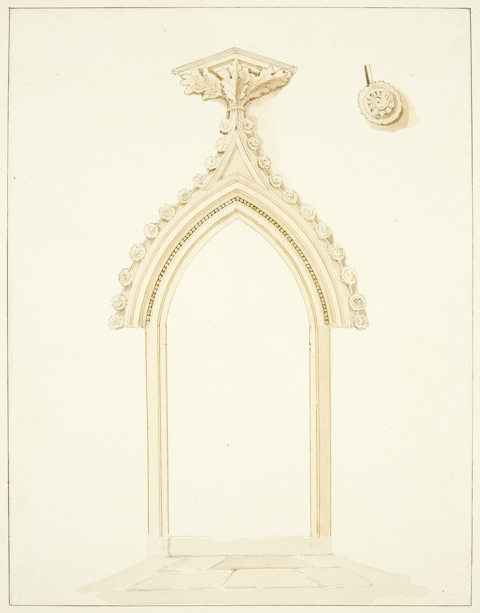 A bristoli székesegyház Vestry Room ajtaja (ceruza és akvarell papíron) alkotó: Marcus H. Homes