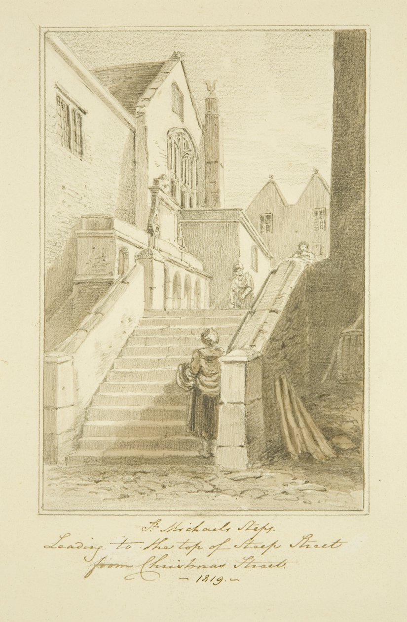 Queen Street [későbbi karácsonyi lépések] (ceruza és akvarell papíron) alkotó: Marcus H. Homes