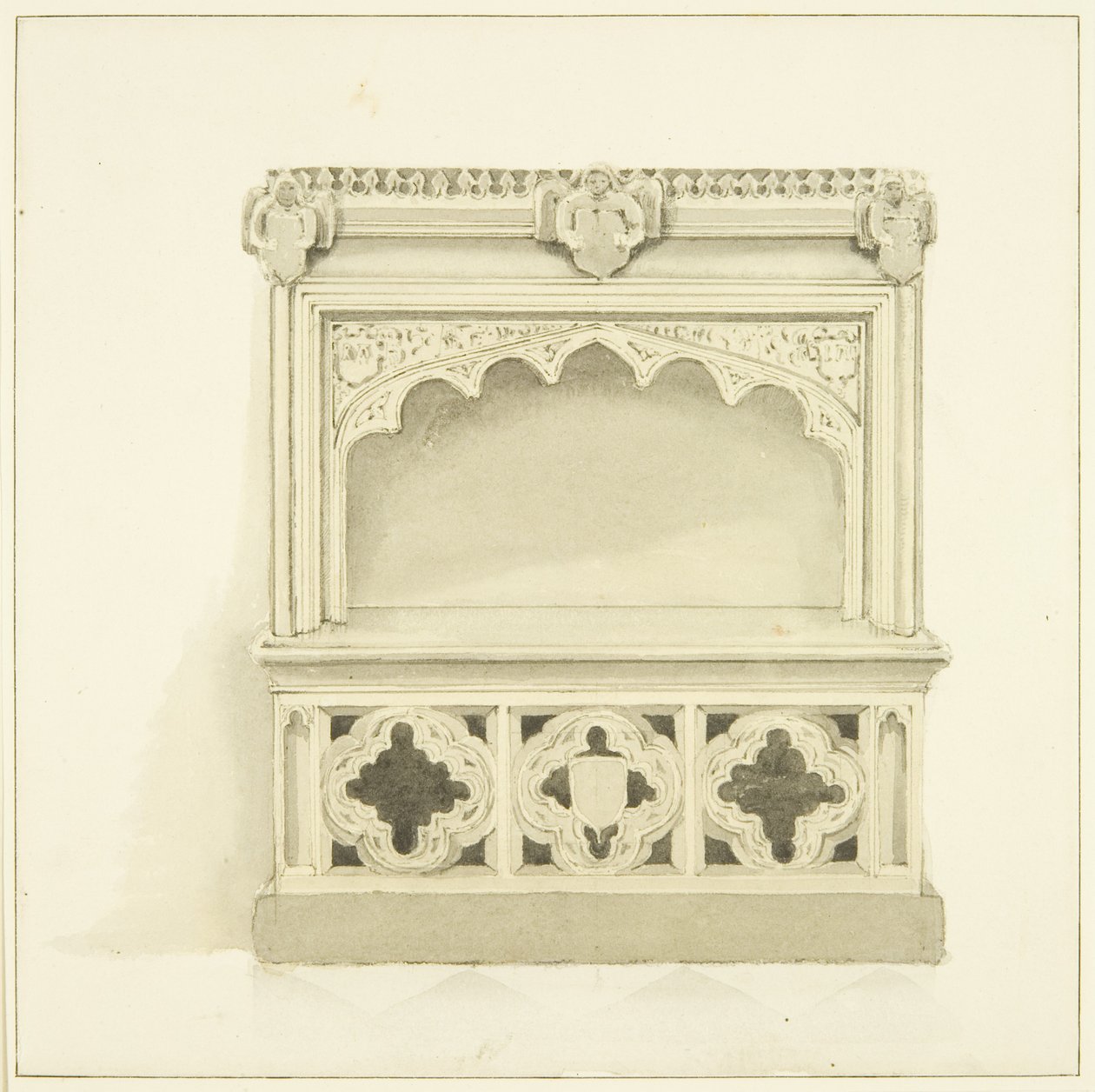 Robert Adams emlékműve a Szent Péter-templomban (ceruza és akvarell papíron) alkotó: Marcus H. Homes