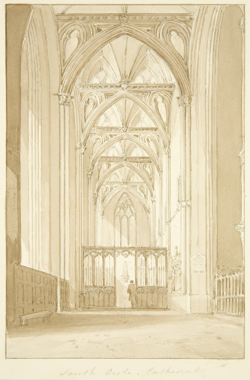 Bristol székesegyház déli szigete (ceruza és akvarell papíron) alkotó: Marcus H. Homes