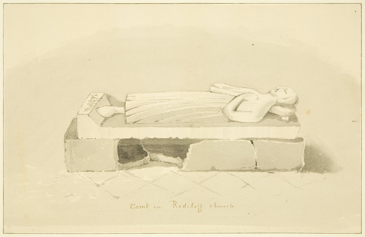 Sir John Langton sírja a St Mary Redcliffe-ben (ceruza és akvarell papíron) alkotó: Marcus H. Homes