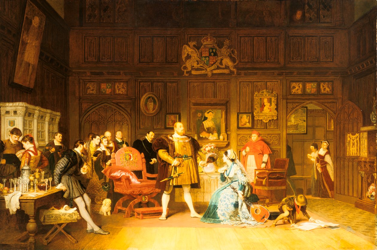 VIII. Henrik és Boleyn Anna Katalin királynő megfigyelésében, 1870. alkotó: Marcus Stone