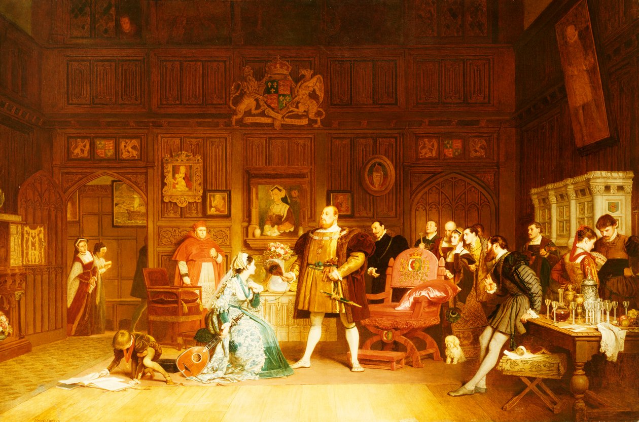VIII. Henrik és Boleyn Anne Katalin királynő megfigyelése, 1870 alkotó: Marcus Stone