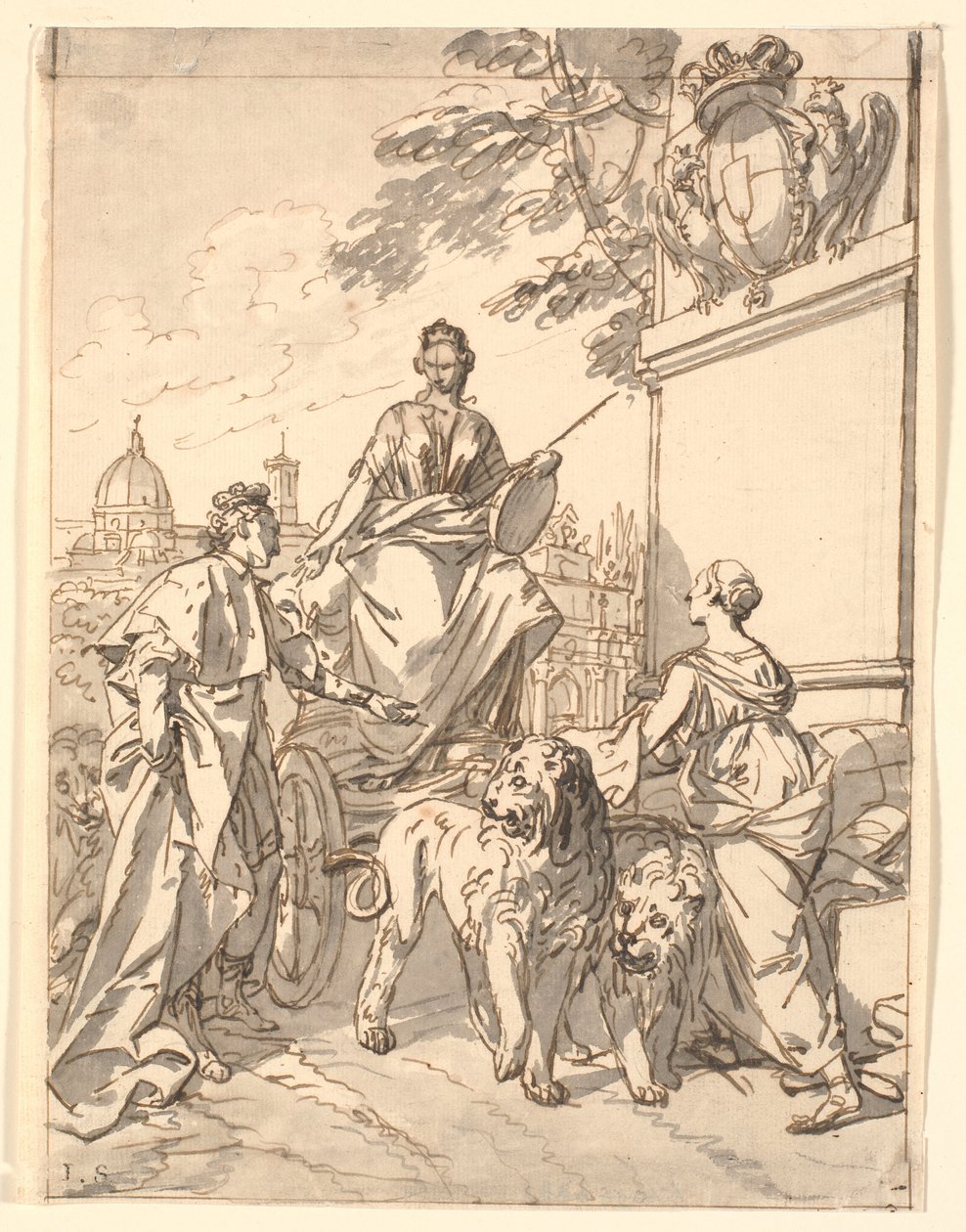 Allegorikus lap III. Ferenc herceg 1739-es Firenzébe való belépése alkalmából alkotó: Marcus Tuscher