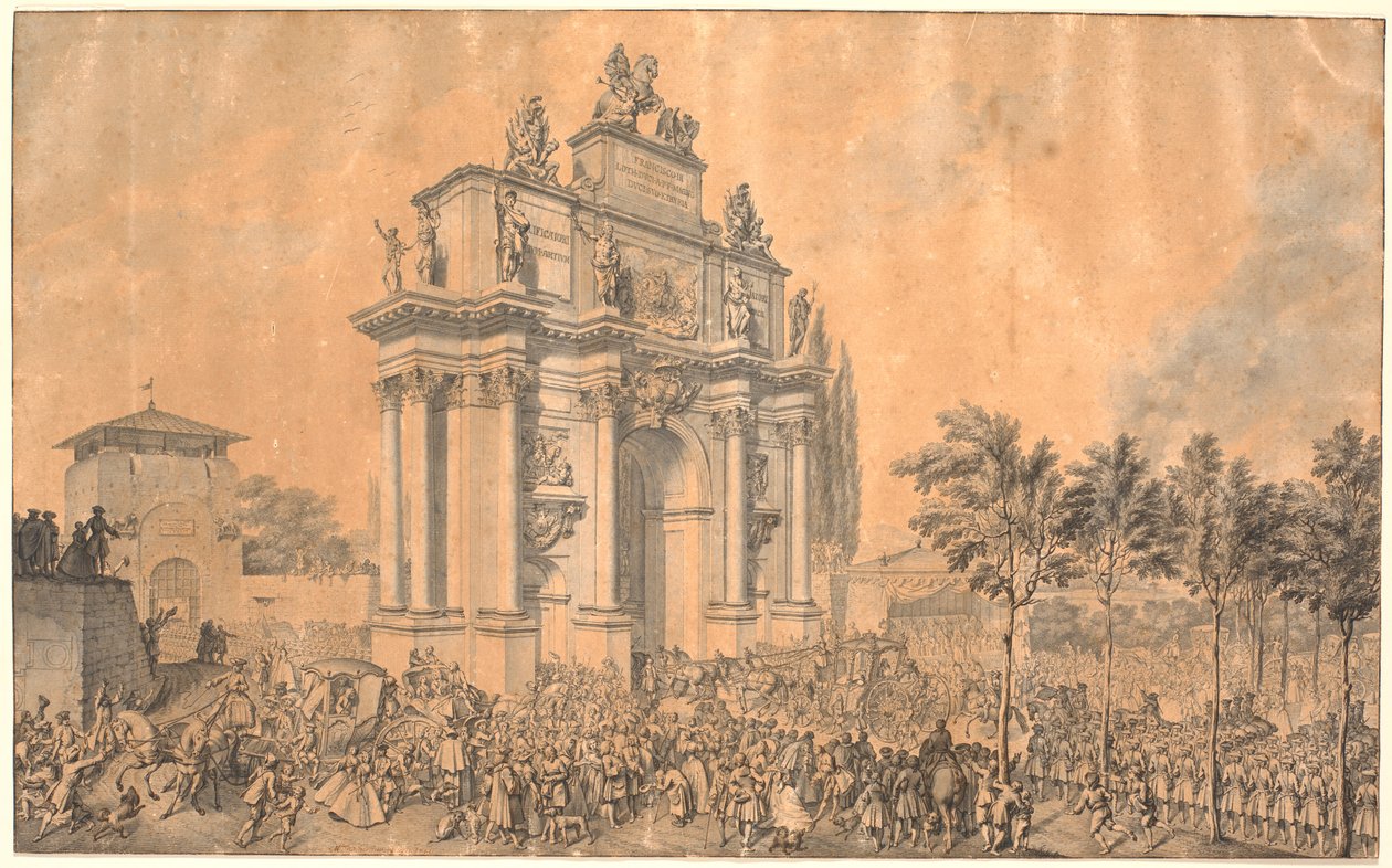 Lotharingiai Ferenc és Mária Terézia diadalíve, amikor 1739-ben beléptek Firenzébe alkotó: Marcus Tuscher