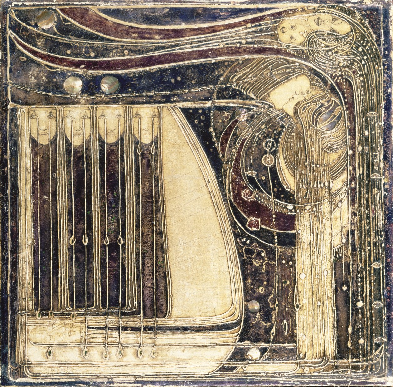 The Opera of the Sea, 1902 körül (intarziás gesso tábla) alkotó: Margaret MacDonald Mackintosh