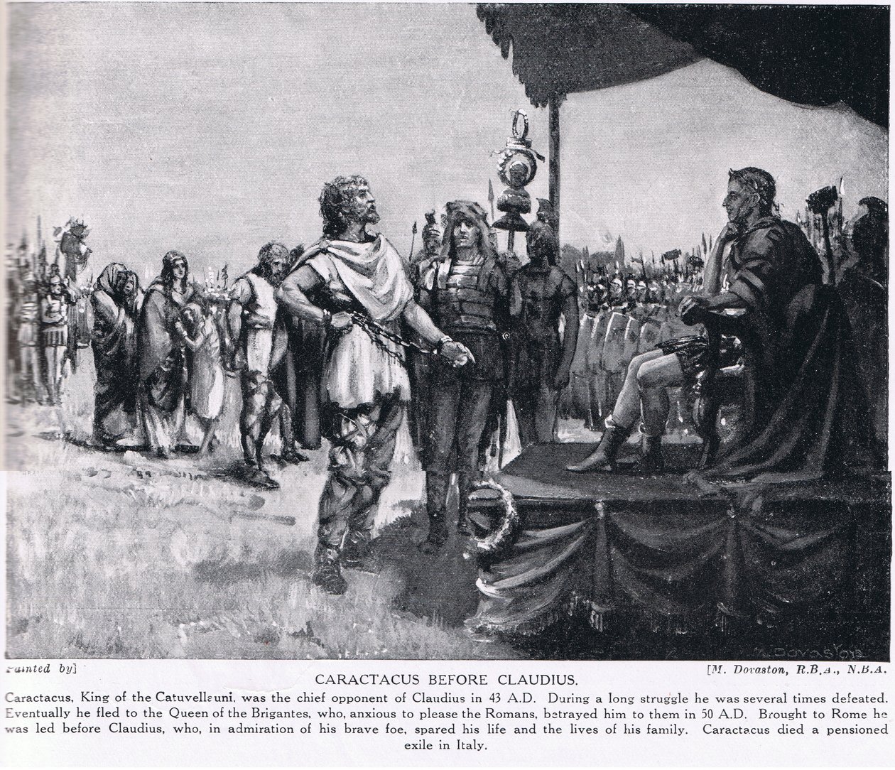 Caractacus Claudius előtt, illusztráció a "Hutchinson