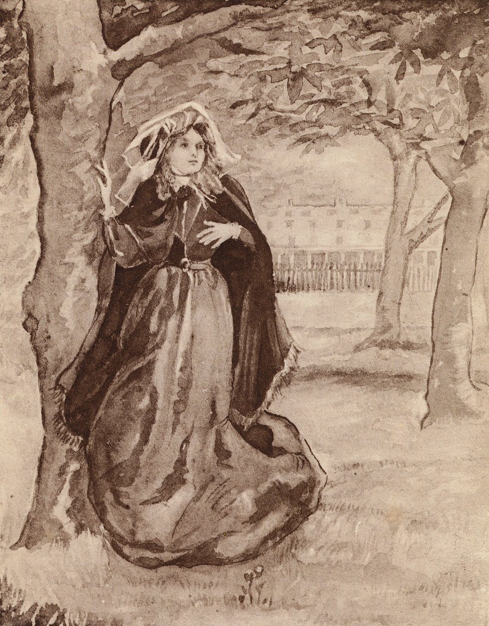 Elizabeth Barrett Browning, angol költő (litográfia) alkotó: Margaret Baillie Saunders