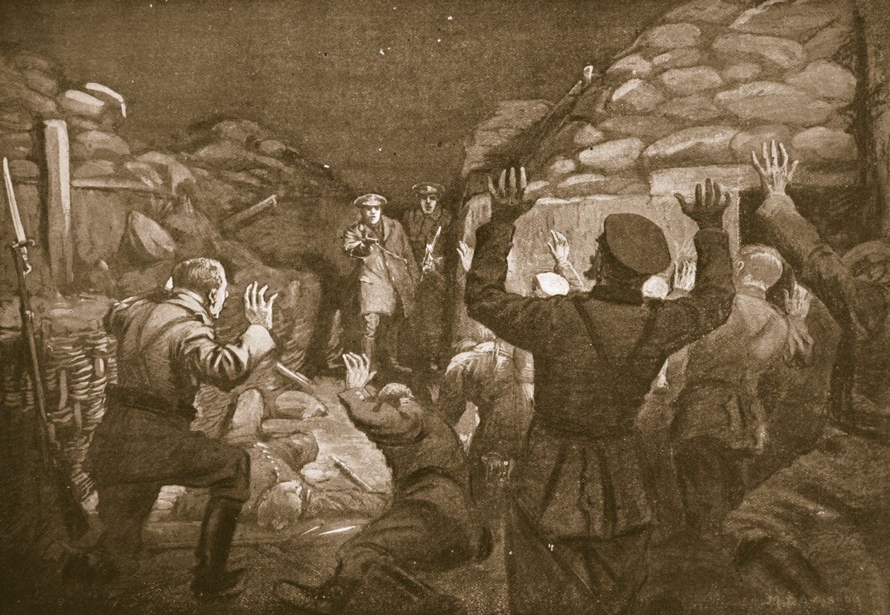Egy német tiszt és tizennégy embere kegyelemért kiált Leach hadnagyhoz (lithó) alkotó: Margaret Dovaston