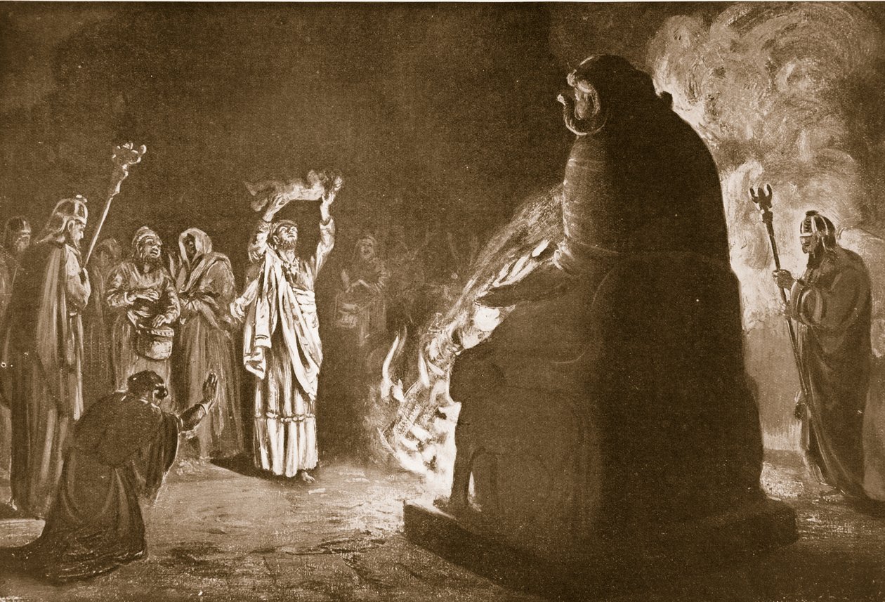Egy föníciai áldozat Molochnak, illusztráció a "Hutchinson