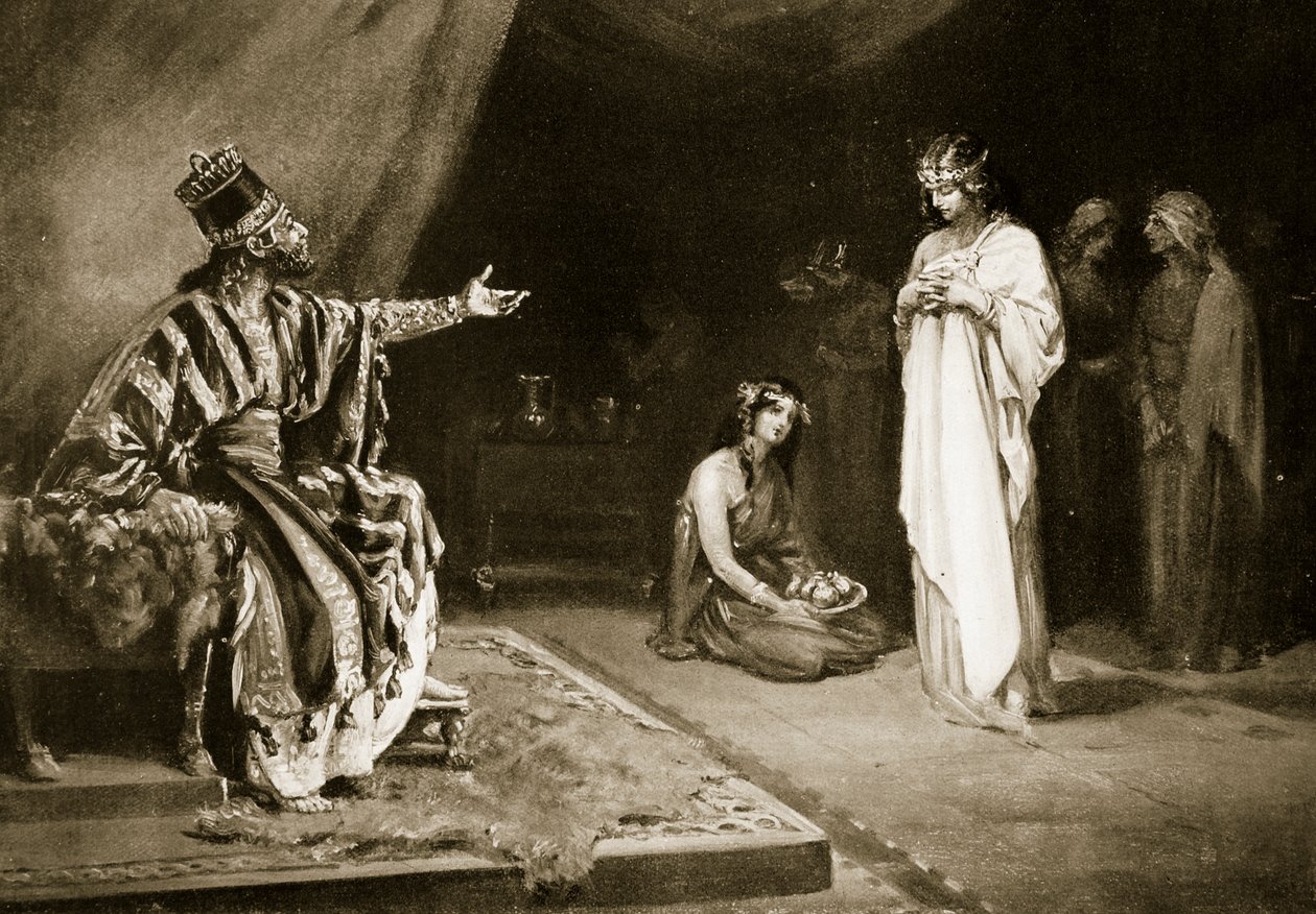 Asszíriai hercegnő és Kara-Indás, Babilon királyának házassága, illusztráció a "Hutchinson