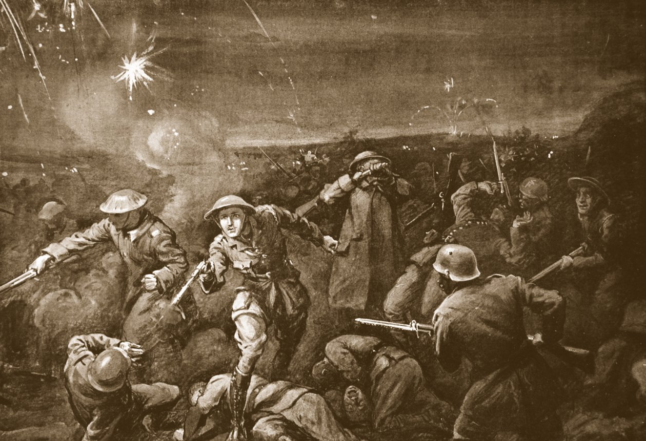 A.C.T. White ideiglenes százados ellentámadást vezet és kiűzi az ellenséget egy reduktorból (litho) alkotó: Margaret Dovaston