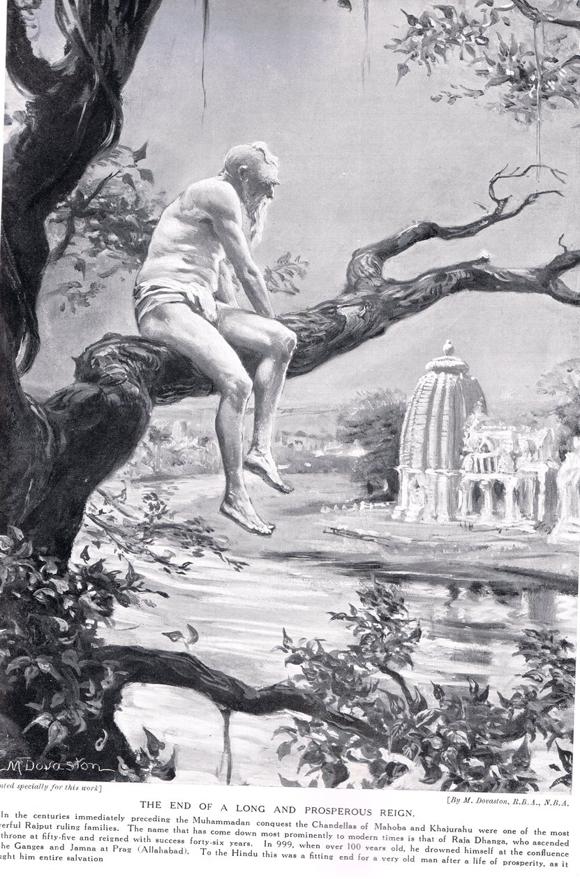 Egy hosszú és virágzó uralkodás vége, illusztráció a "Hutchinsons History of the Nations" című könyvből, 1910 körül (litográfia). alkotó: Margaret Dovaston