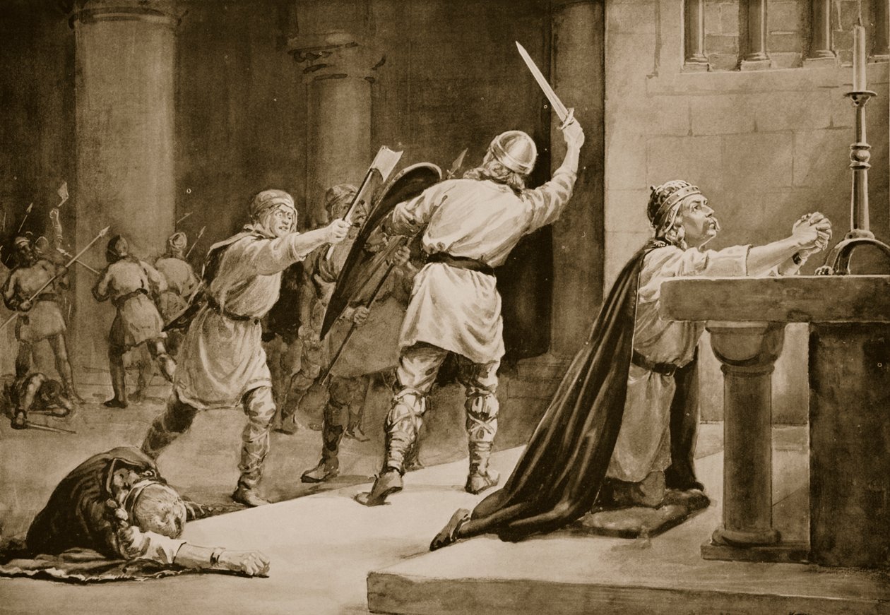 Szent Knut meggyilkolása 1086-ban (litográfia) alkotó: Margaret Dovaston