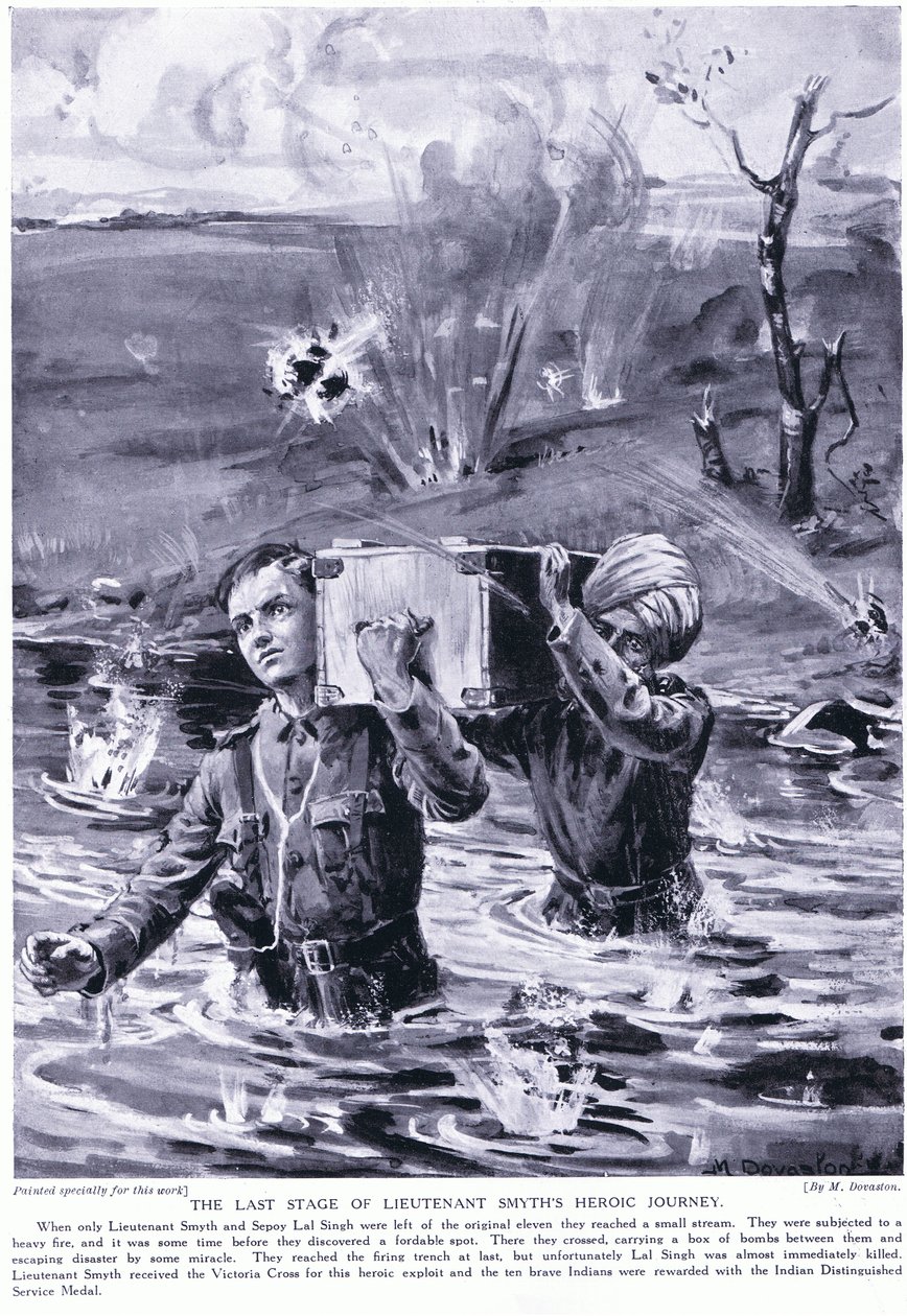 Smyth hadnagy hősies útjának utolsó állomása: Viktória-kereszt 1915 májusában (litográfia) alkotó: Margaret Dovaston