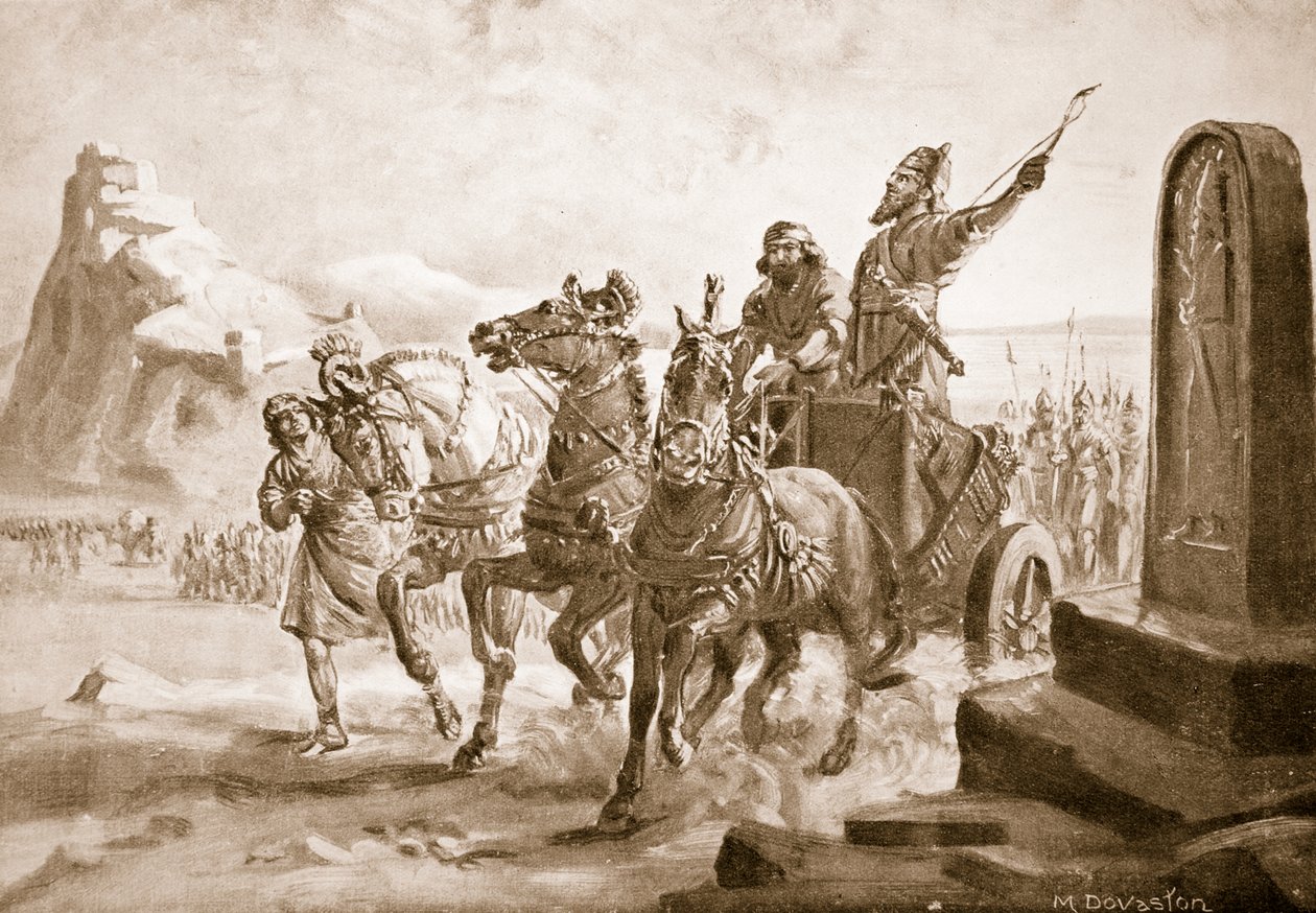 IV. Tiglath-Pilészer a turushpai fellegvár előtt, illusztráció a "Hutchinson