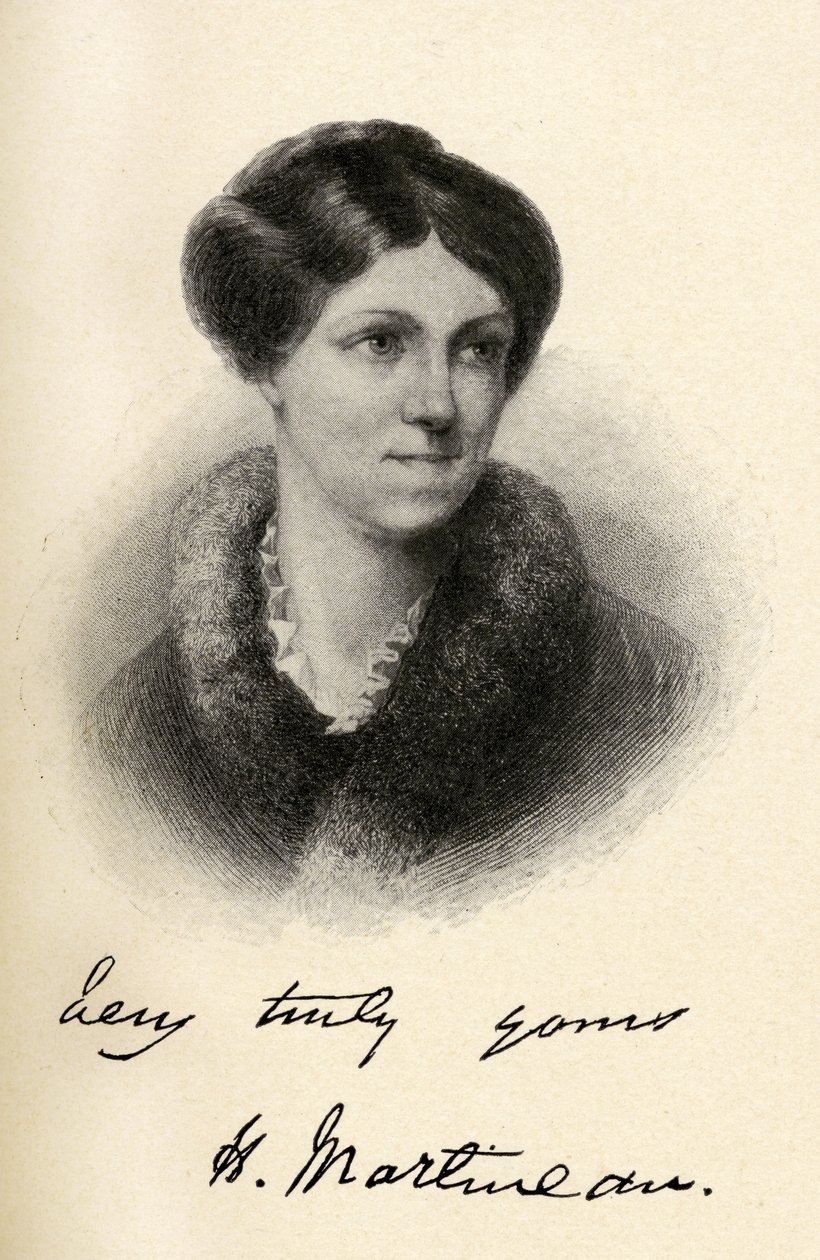 Harriet Martineau (1802-1876) illusztrációja a "Little Journeys to the Homes of Famous Women"-ből, 1827-ben megjelent alkotó: Margaret Gillies