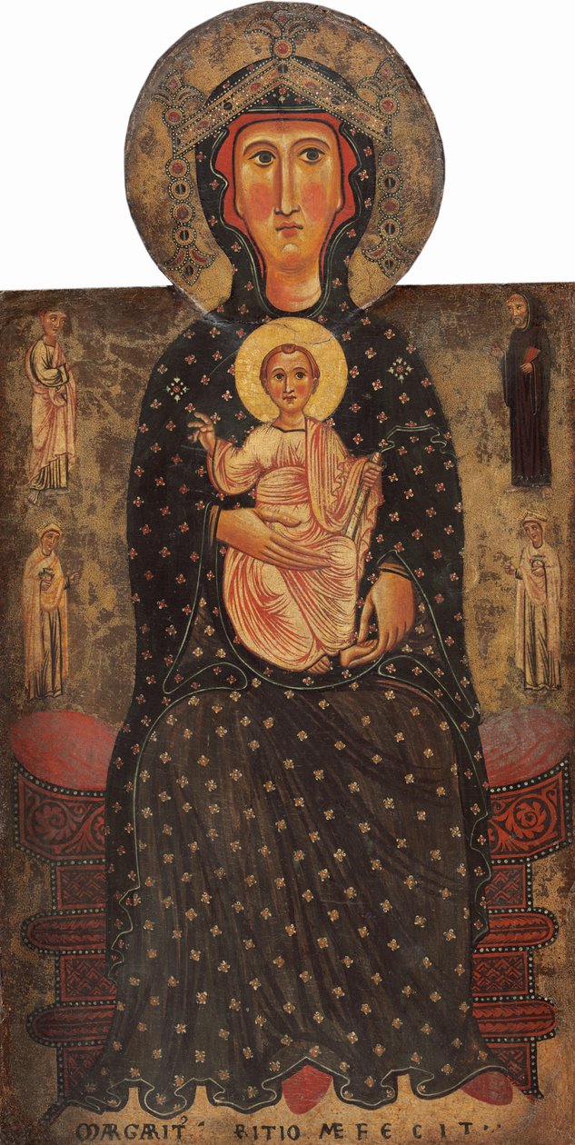 Madonna és a négy szenttel trónoló gyermek c. 12401245. alkotó: Margarito d