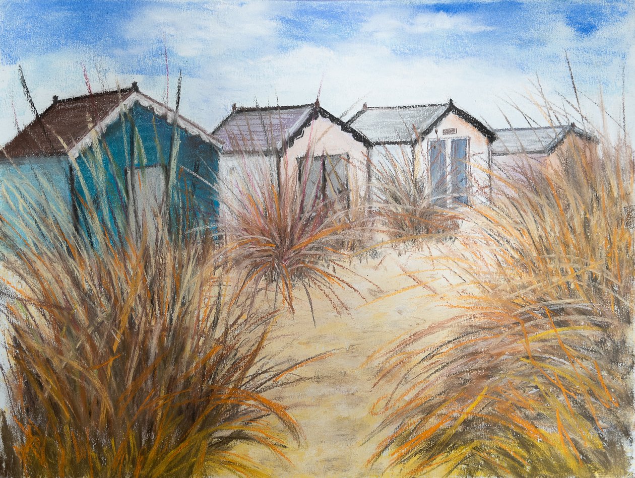 Beach Huts, Cornwall, 2022 (pasztell) alkotó: Margo Starkey