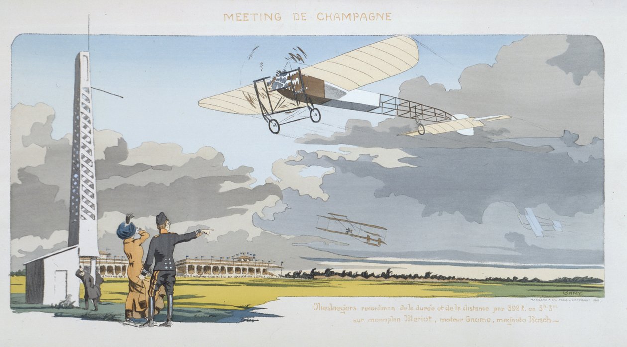 Aviation Meeting at Champagne, kiadó: Mabileau, Párizs, 1910 (pochoir print) alkotó: Marguerite Montaut