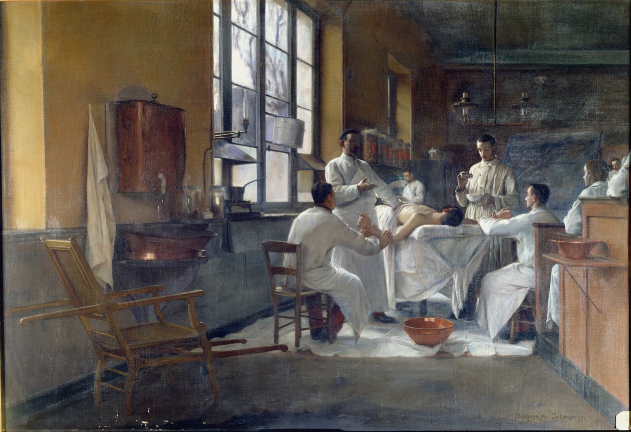 Edmond Delorme professzor (1847-1929) 1894-ben a Val de Grace-i hallgatóknak demonstrálta a tüdődekortikációt alkotó: Marguerite Anne Rose Delorme