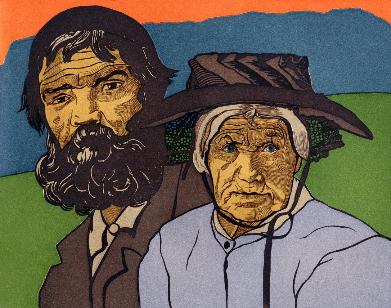Pár öreg paraszt Valais-ból (Svájc) alkotó: Marguerite Burnat Provins