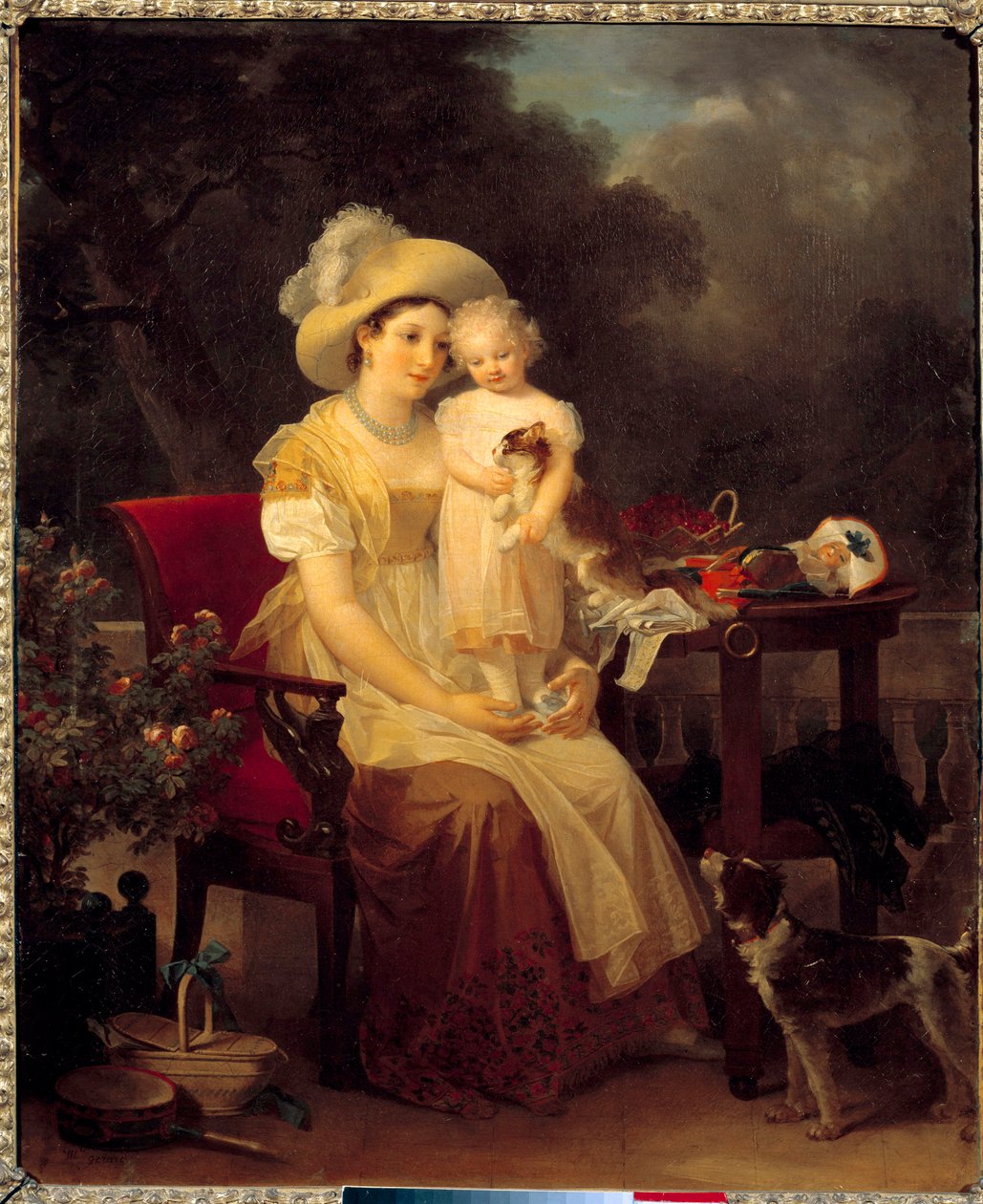 nő ül, és egy lányt tart a térdén Marguerite Gerard festménye (1761-1837) 1799 V. 0,64x0,53 m. Dijon, Szépművészeti Múzeum. alkotó: Marguerite Gerard