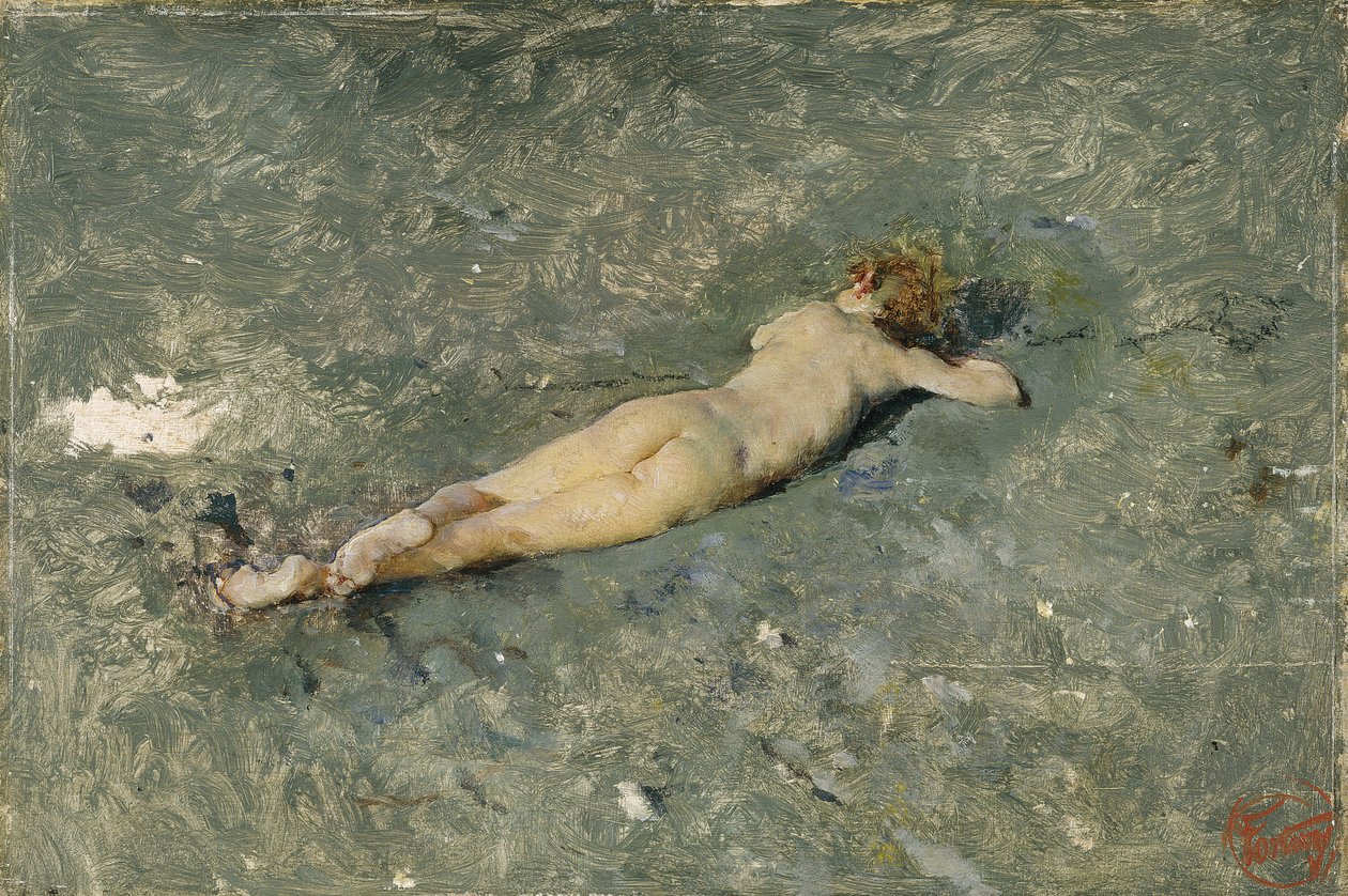 Akt a portici tengerparton, 1874 alkotó: Marià Fortuny