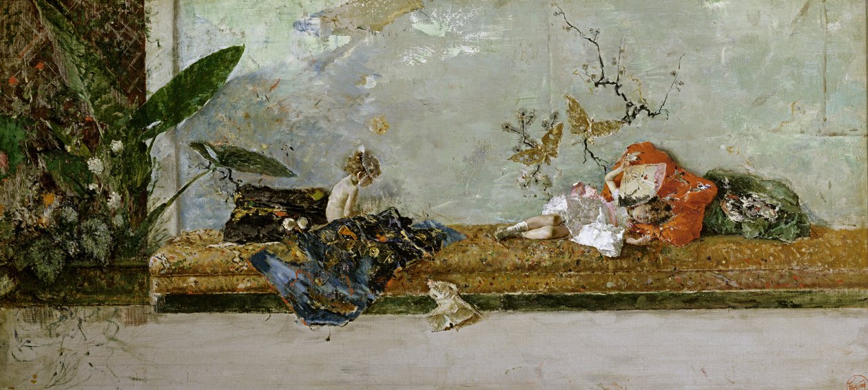 A művészek gyermekei, María Luisa és Mariano, a Japán Szalonban, 1874 alkotó: Marià Fortuny