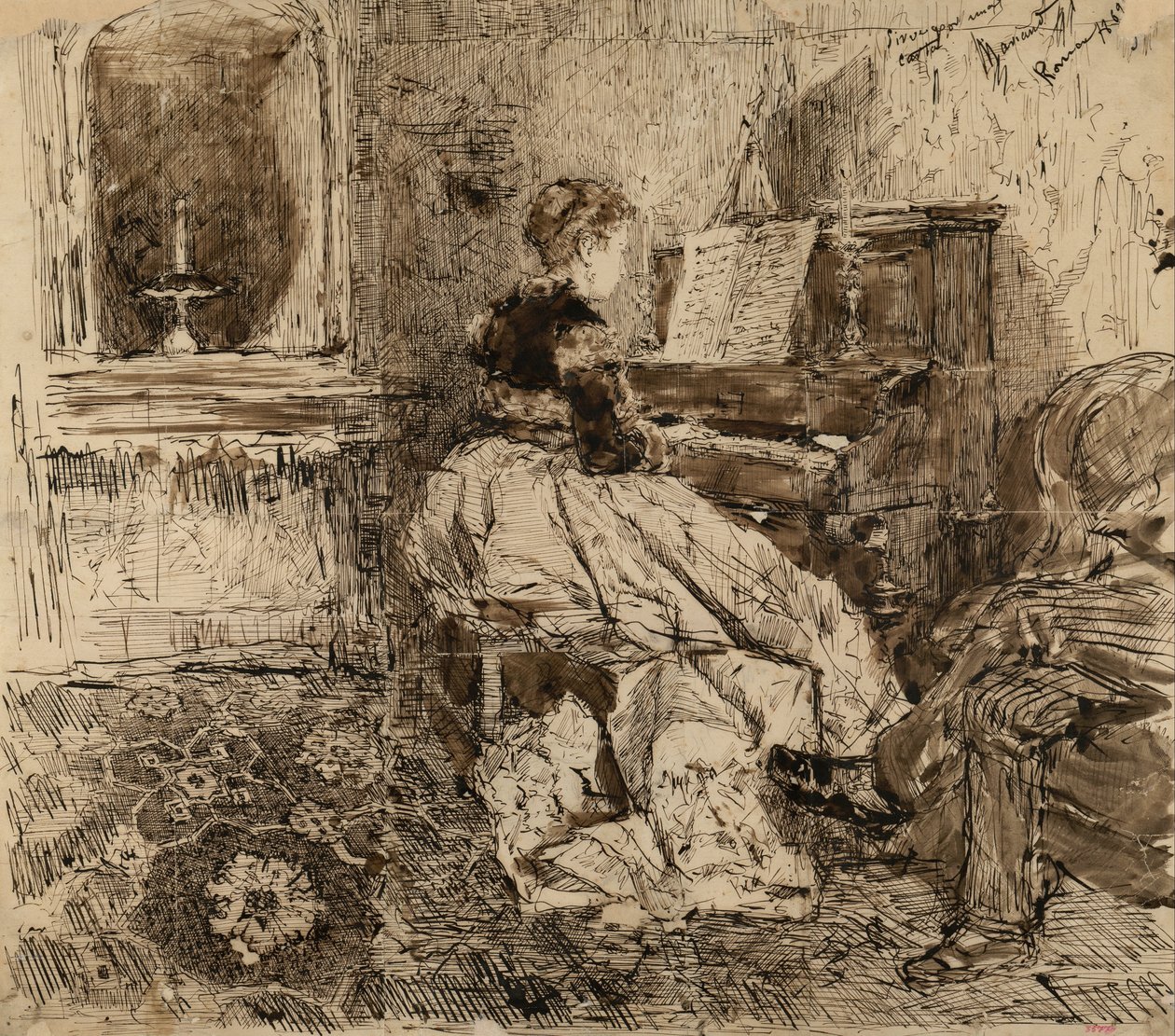 Cecilia de Madrazo zongorázik alkotó: Marià Fortuny Marsal
