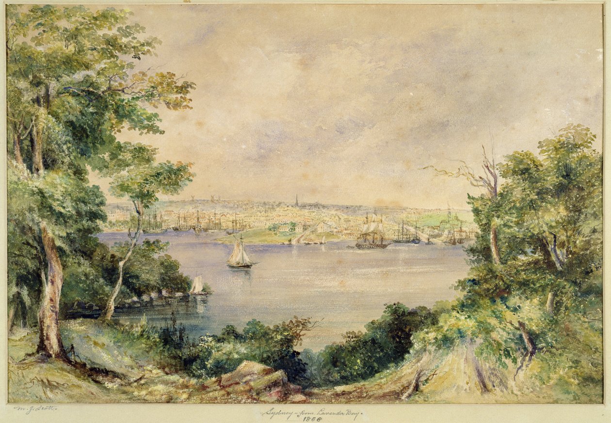 Sydney a Lavender Bay-ből, 1868 (wc) alkotó: Maria Jane Scott