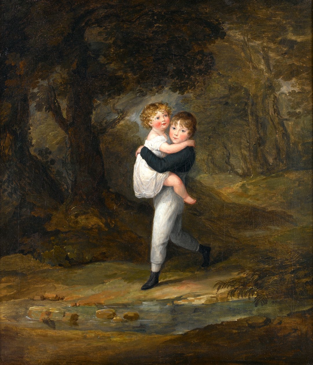 Gyermekek a patakon átkelő erdőben, 1806 körül alkotó: Maria Spilsbury