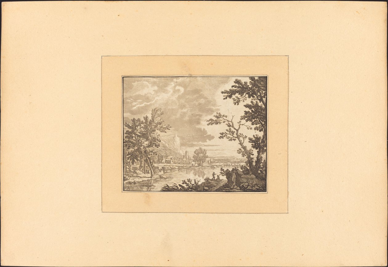 Táj a folyóval és a várossal alkotó: Maria Catharina Prestel after Jan van Huysum