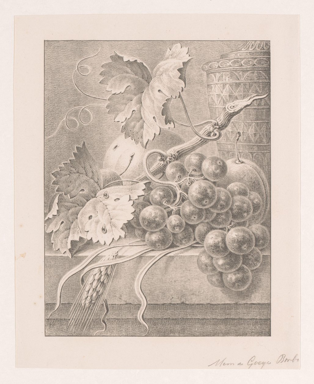 Csendélet gyümölcsökkel és díszített pottal alkotó: Maria Geertruida de Goeje Barbiers (attributed to)