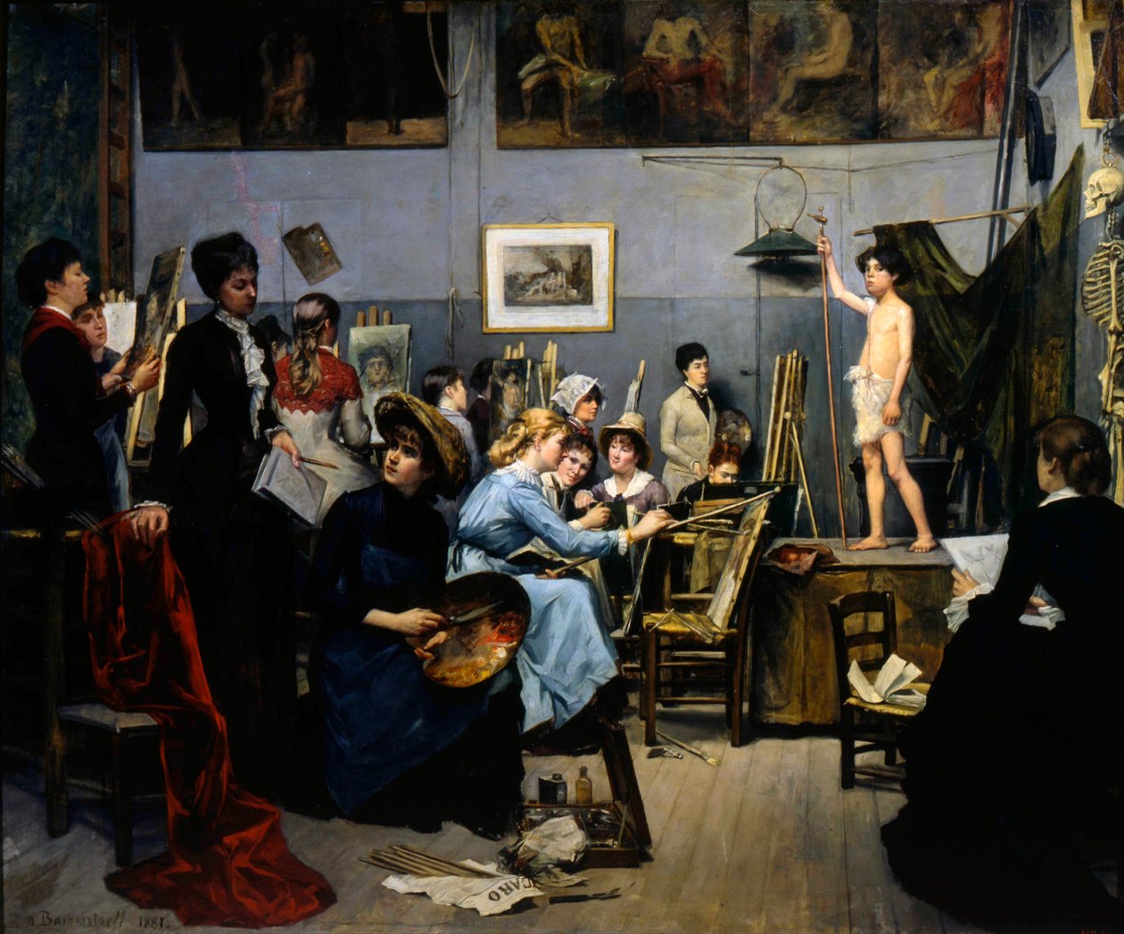 „A Julian Academy stúdiója”, 1881. alkotó: Maria Konstantinowka Bashkirtseff