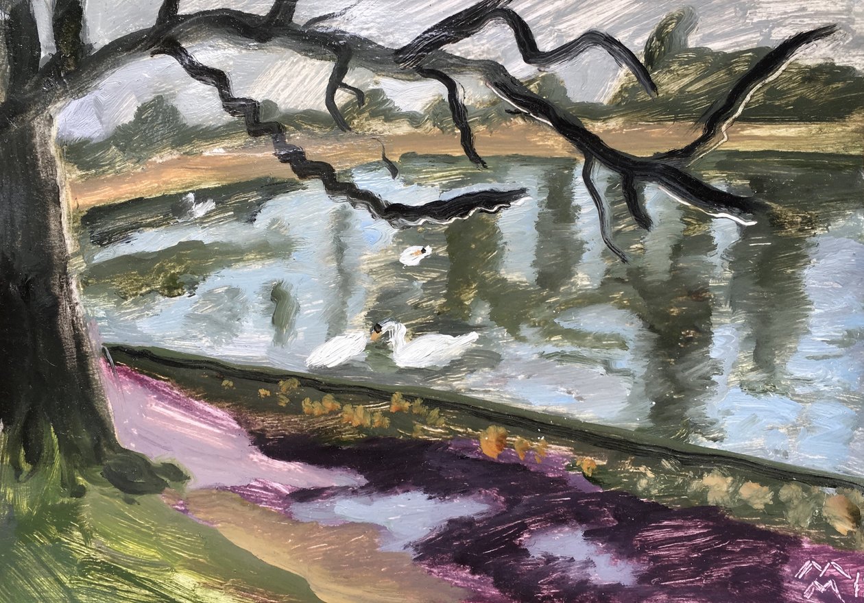 Lac du Bois de Boulogne, 2019 (olaj, papír) alkotó: Maria Magenta