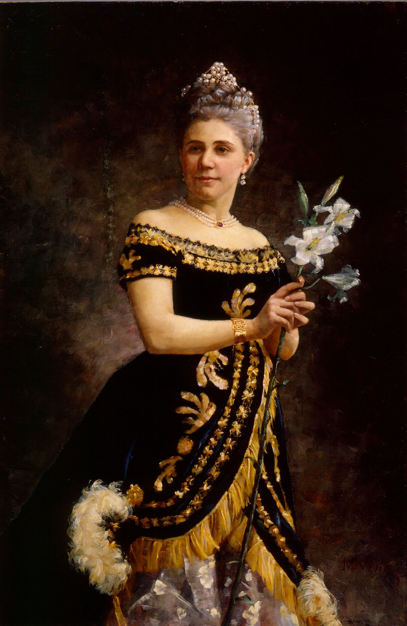Ida Basilier-Magelsen operaénekesnő portréja Philine szerepében Ambroise Thomas Mignon című operájában alkotó: Maria Wiik