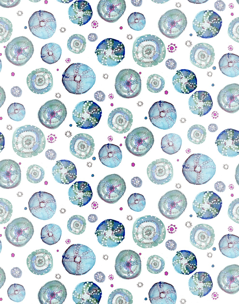 Sea Urchin Blue, 2020 (akvarell, papír) alkotó: Marianna Kulukundis