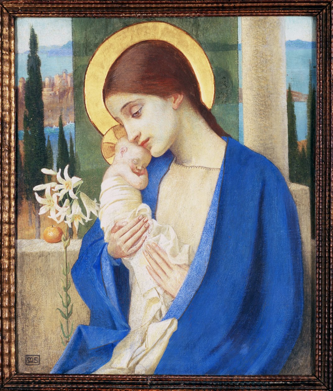 Madonna és gyermeke, 1905 körül (tempera a panelen) alkotó: Marianne Stokes
