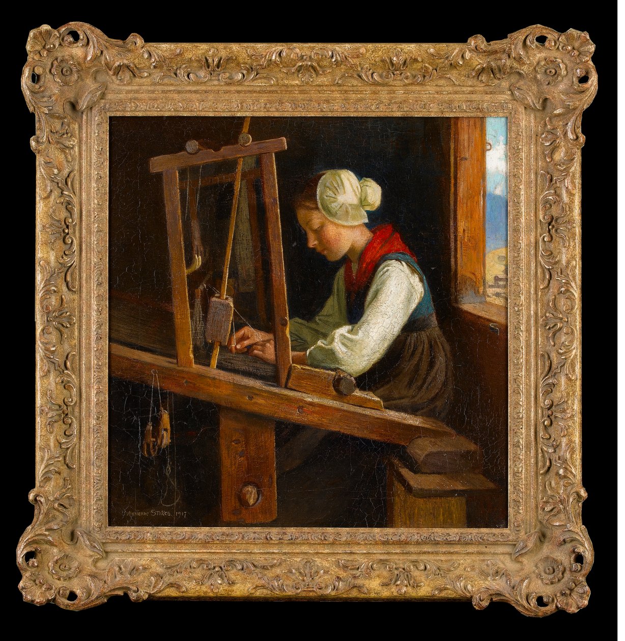 A Takács: Házi szövőszék az osztrák Alpokban, 1917 alkotó: Marianne Stokes
