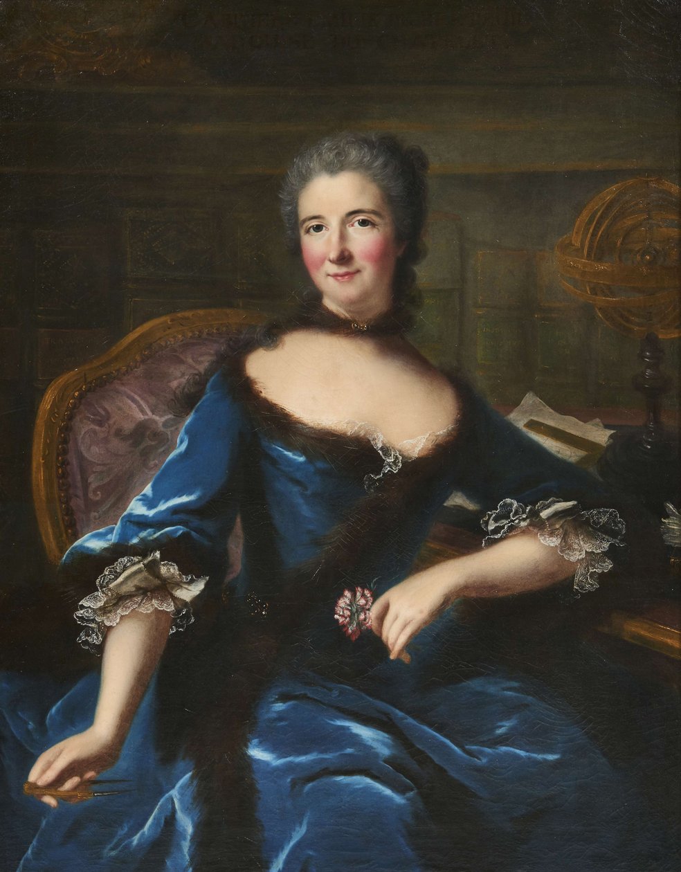Gabrielle Emilie Le Tonnelier de Breteuil, du Châtelet marquise 1706-1749, 1748 körüli portréja. alkotó: Marianne Loir