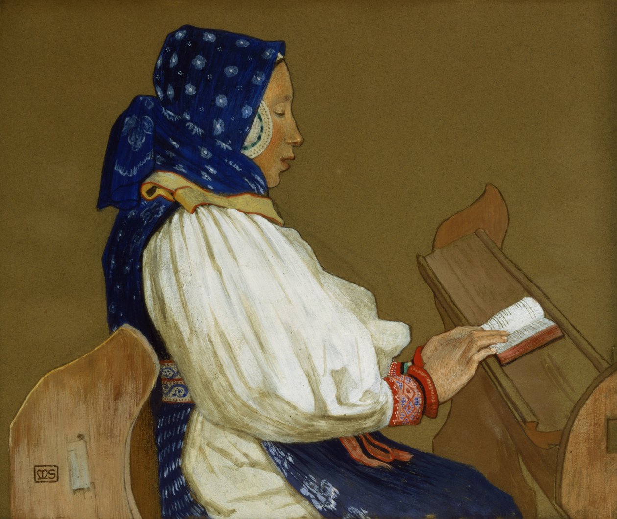 Egy szlovák nő az imában, Vazcecz, Magyarország, 1907 alkotó: Marianne Stokes
