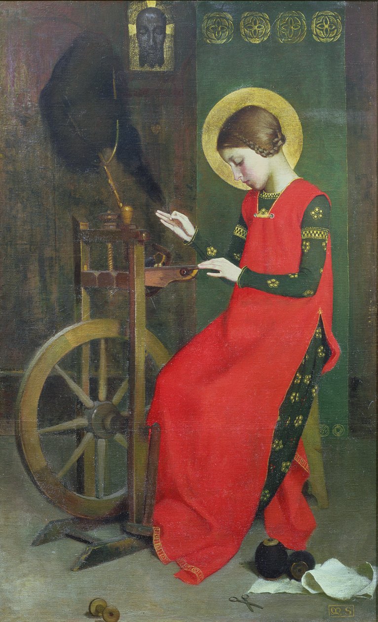 Magyarországi Szent Erzsébet gyapjúfonó szegényeknek, c. 1895 alkotó: Marianne Stokes
