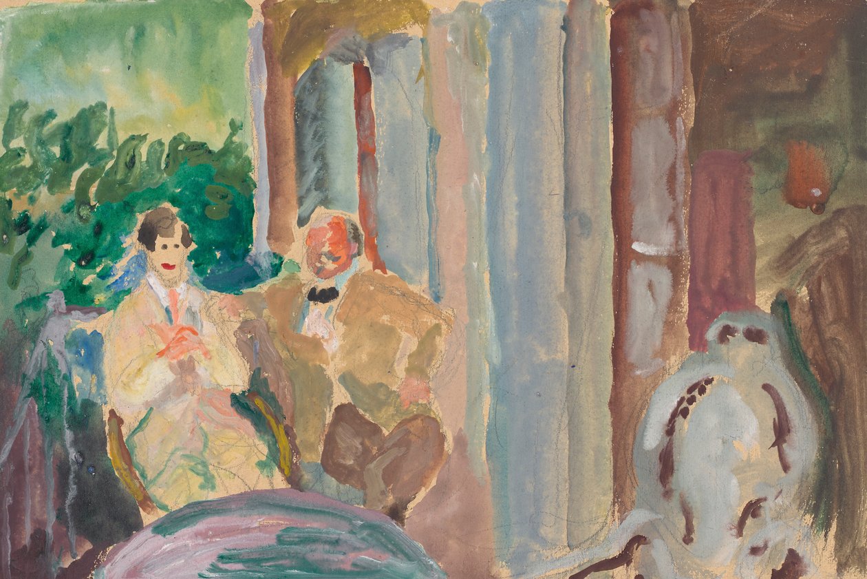 Sacharoff és Jawlensky az erkélyen St. Prexben a Genfi-tó mellett alkotó: Marianne von Werefkin