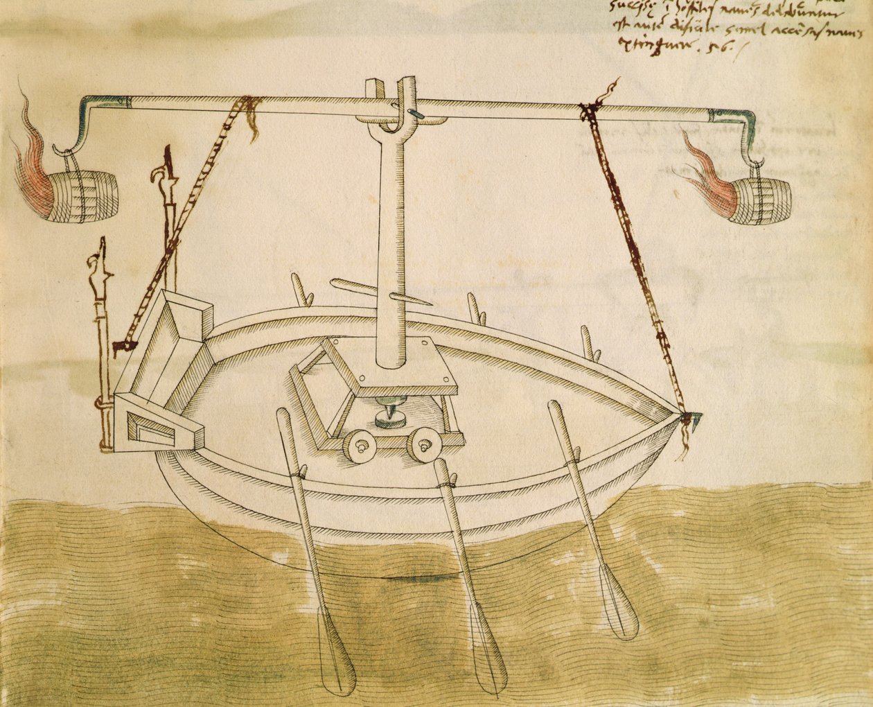 Tervezés a hő felhasználására a navigáció javítására, illusztráció a De Machinis-től (toll, tinta és WC papíron) alkotó: Mariano di Jacopo 1382 c.1453 after Mariano di Jacopo 1382 c.1453 after