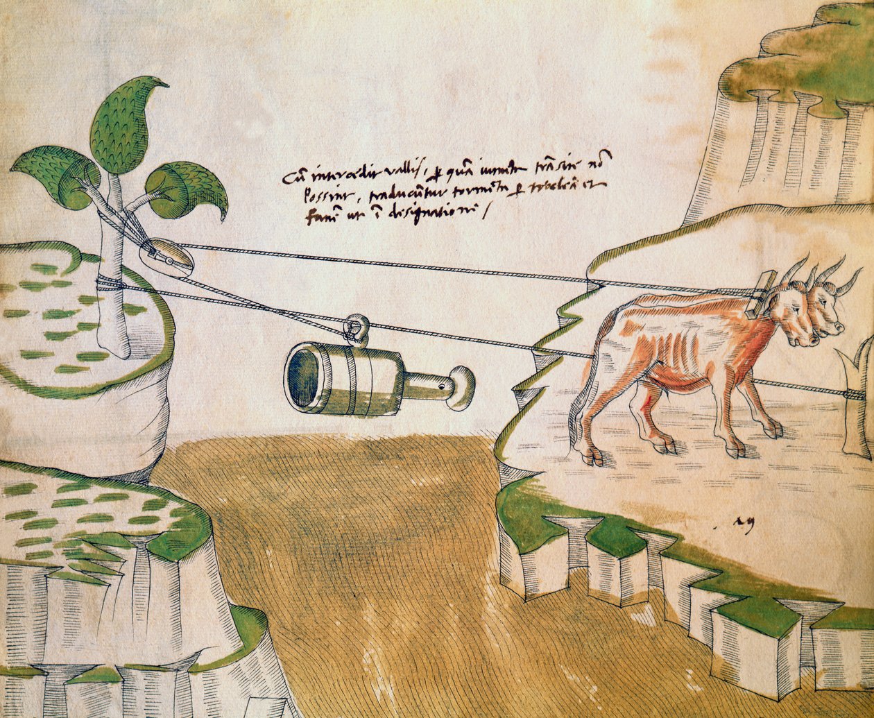 Ökrök húzótárcsát, illusztráció a De Machinis-tól (toll, tinta és WC papíron) alkotó: Mariano di Jacopo 1382 c.1453 after Mariano di Jacopo 1382 c.1453 after