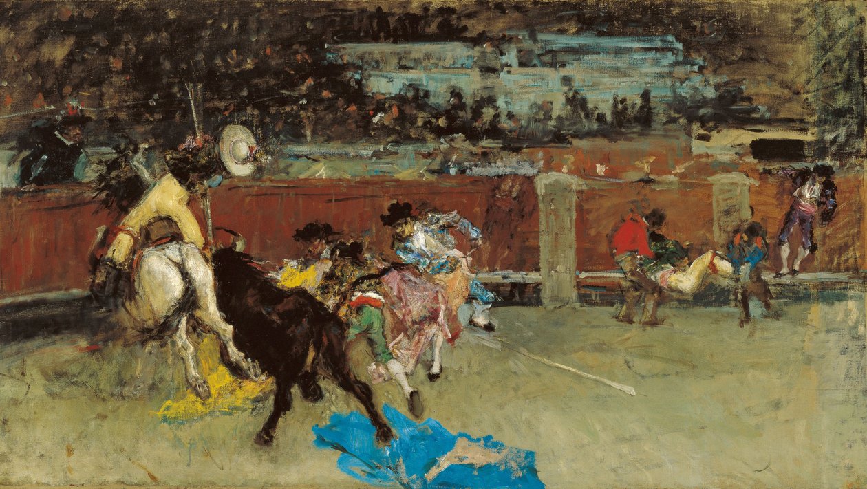 Bikaviadal. Sebesült Picador - Fortuny, Maria (1838-1874) - kb 1867 - Olaj, vászon - 80,5x140,7 - Carmen Thyssen Múzeum, Malaga alkotó: Mariano Fortuny y Marsal