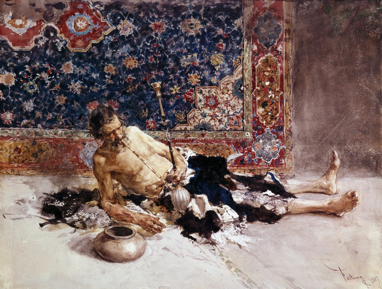Az ópiumdohányos. Ópium dohányos. Mariano Fortuny y Marsal (1838-1874) festménye alkotó: Mariano Fortuny y Marsal