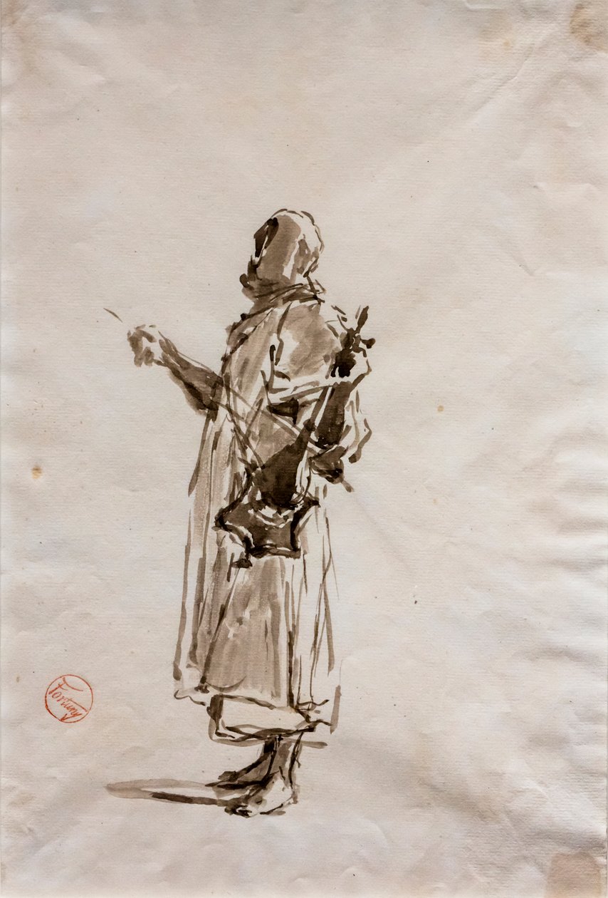 Tanulmány az "Arab muzsikusok" című festményhez, 1872 körül (tusmosás, papír) alkotó: Mariano Fortuny